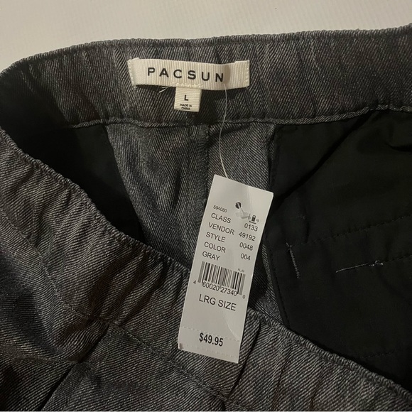 NEW PACSUN RELAXED CROPPED PANTS SIZE L DARK GRAY CASUAL FIT DRAWSTRING - Picture 5 of 5